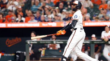 BALTIMORE, MD - SEPTEMBER 03: Luis Robert Jr. #88 of the Baltimore Orioles hits a solo home run in the fourth inning during the game between the Boston Red Sox and the Baltimore Orioles at Oriole Park at Camden Yards on Thursday, September 3, 2026 in Baltimore, Maryland. (Photo by Alyssa Piazza/MLB Photos via Getty Images)