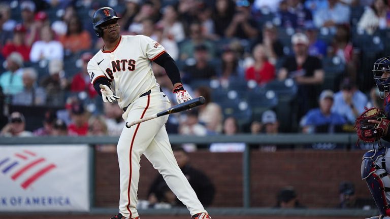 SAN FRANCISCO, CALIFORNIA - SEPTEMBER 7: Rafael Devers #16 of the San Francisco Giants hits a double against the St. Louis Cardinals at Oracle Park on September 7, 2026 in San Francisco, California. (Photo by Andy Kuno/San Francisco Giants/Getty Images)