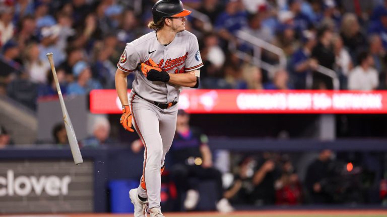 TORONTO, ON - SEPTEMBER 11: Coby Mayo #16 of the Baltimore Orioles hits a solo home run in the seventh inning during the game between the Baltimore Orioles and the Toronto Blue Jays at Rogers Centre on Friday, September 11, 2026 in Toronto, Ontario, Canada. (Photo by Michael Chisholm/MLB Photos via Getty Images)