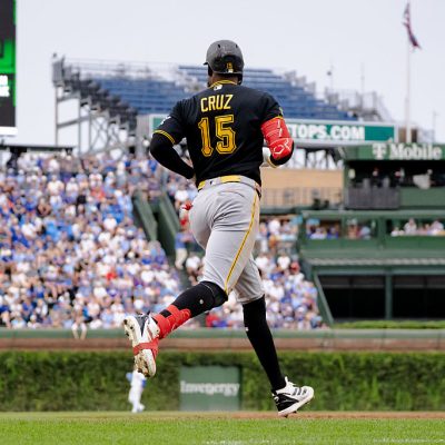 CHICAGO, IL - SEPTEMBER 13: Oneil Cruz #15 of the Pittsburgh Pirates runs to first base during the game between the Pittsburgh Pirates and the Chicago Cubs at Wrigley Field on Sunday, September 13, 2026 in Chicago, Illinois. (Photo by Kyle Sheridan/MLB Photos via Getty Images)