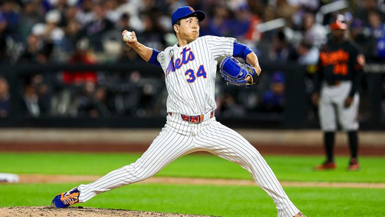NEW YORK, NY - SEPTEMBER 14: Kodai Senga #34 of the New York Mets pitches during the game between the Baltimore Orioles and the New York Mets at Citi Field on Monday, September 14, 2026 in New York, New York. (Photo by Phebe Grosser/MLB Photos via Getty Images)