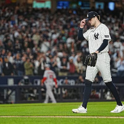NEW YORK, NY - SEPTEMBER 29: Cam Schlittler #31 of the New York Yankees looks on during Game One of the American League Wild Card Series presented by AbbVie between the Boston Red Sox and the New York Yankees at Yankee Stadium on Tuesday, September 29, 2026 in New York, New York. (Photo by Mary DeCicco/MLB Photos via Getty Images)