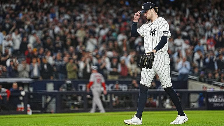 NEW YORK, NY - SEPTEMBER 29: Cam Schlittler #31 of the New York Yankees looks on during Game One of the American League Wild Card Series presented by AbbVie between the Boston Red Sox and the New York Yankees at Yankee Stadium on Tuesday, September 29, 2026 in New York, New York. (Photo by Mary DeCicco/MLB Photos via Getty Images)