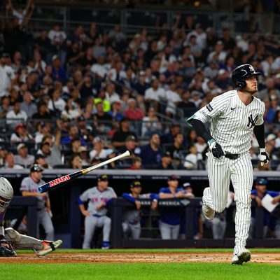 NEW YORK, NY - SEPTEMBER 11: Cody Bellinger #35 of the New York Yankees hits a three-run home run in the second inning against the New York Mets at Yankee Stadium on September 11, 2026 in New York, New York. (Photo by New York Yankees/Getty Images)