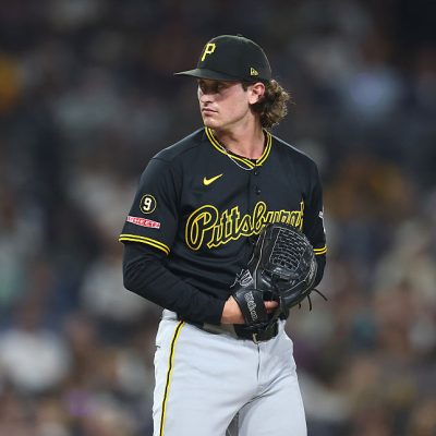 SAN DIEGO, CALIFORNIA - AUGUST 25: Mason Montgomery #46 of the Pittsburgh Pirates pitches during a game against the San Diego Padres at Petco Park on August 25, 2026 in San Diego, California. (Photo by Sean M. Haffey/Getty Images)