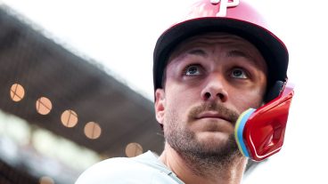 SEATTLE, WASHINGTON - AUGUST 25: Trea Turner #7 of the Philadelphia Phillies looks on during the first inning against the Seattle Mariners at T-Mobile Park on August 25, 2026 in Seattle, Washington. (Photo by Steph Chambers/Getty Images)